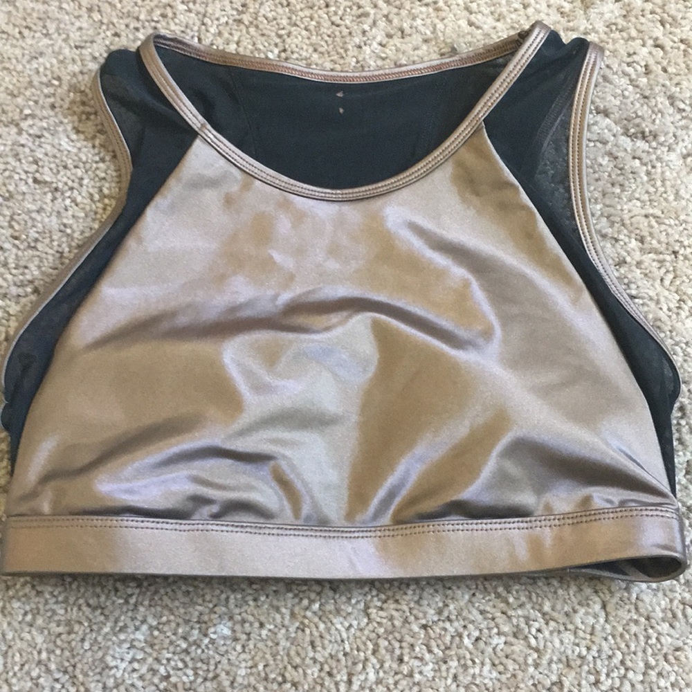 Black and gold sports bra